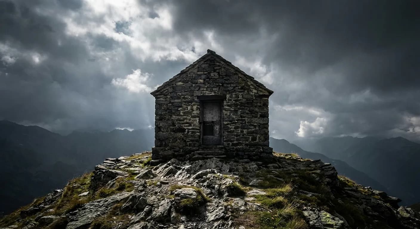 Silhouette iconique de la cabane en pierre des Chaumailloux dans le Vercors