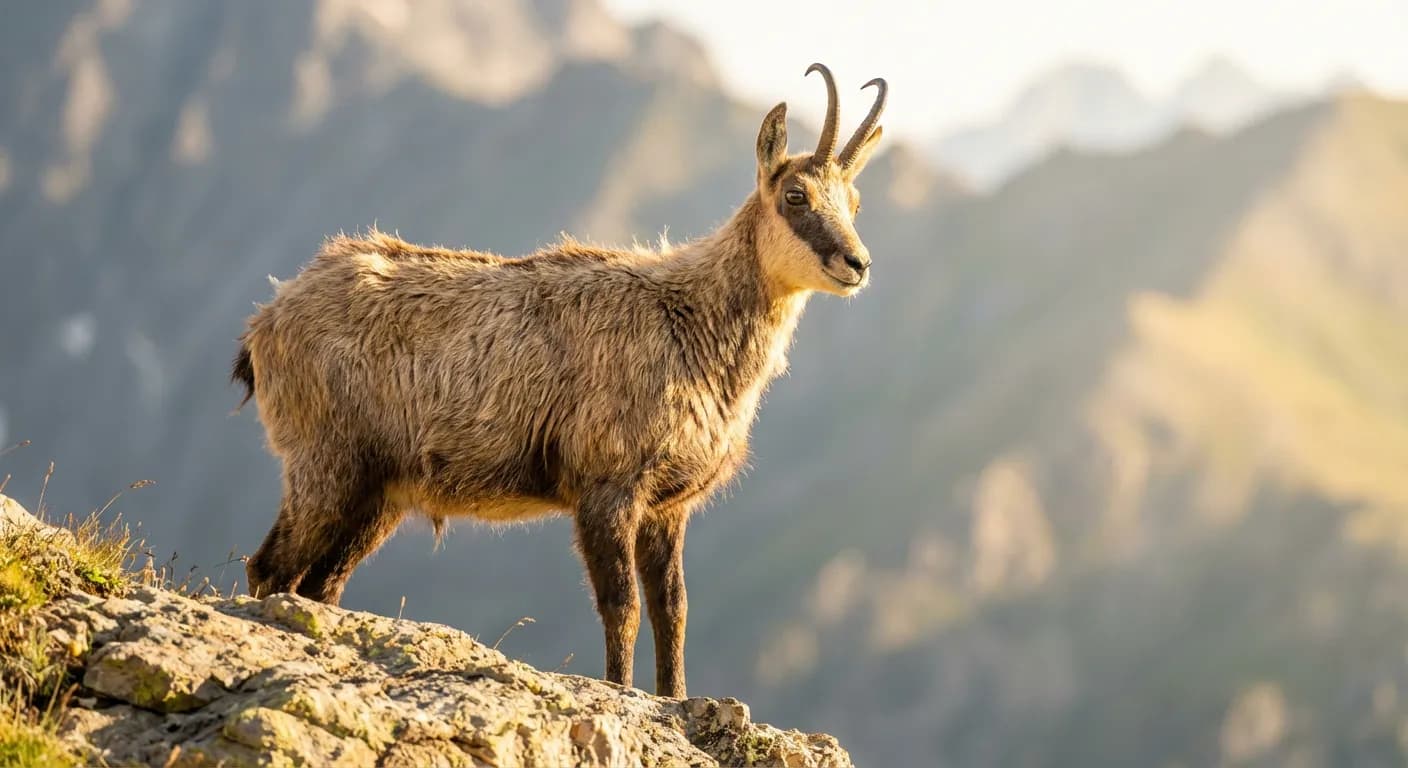 Chamois sauvage observant les randonneurs au Col du Loup