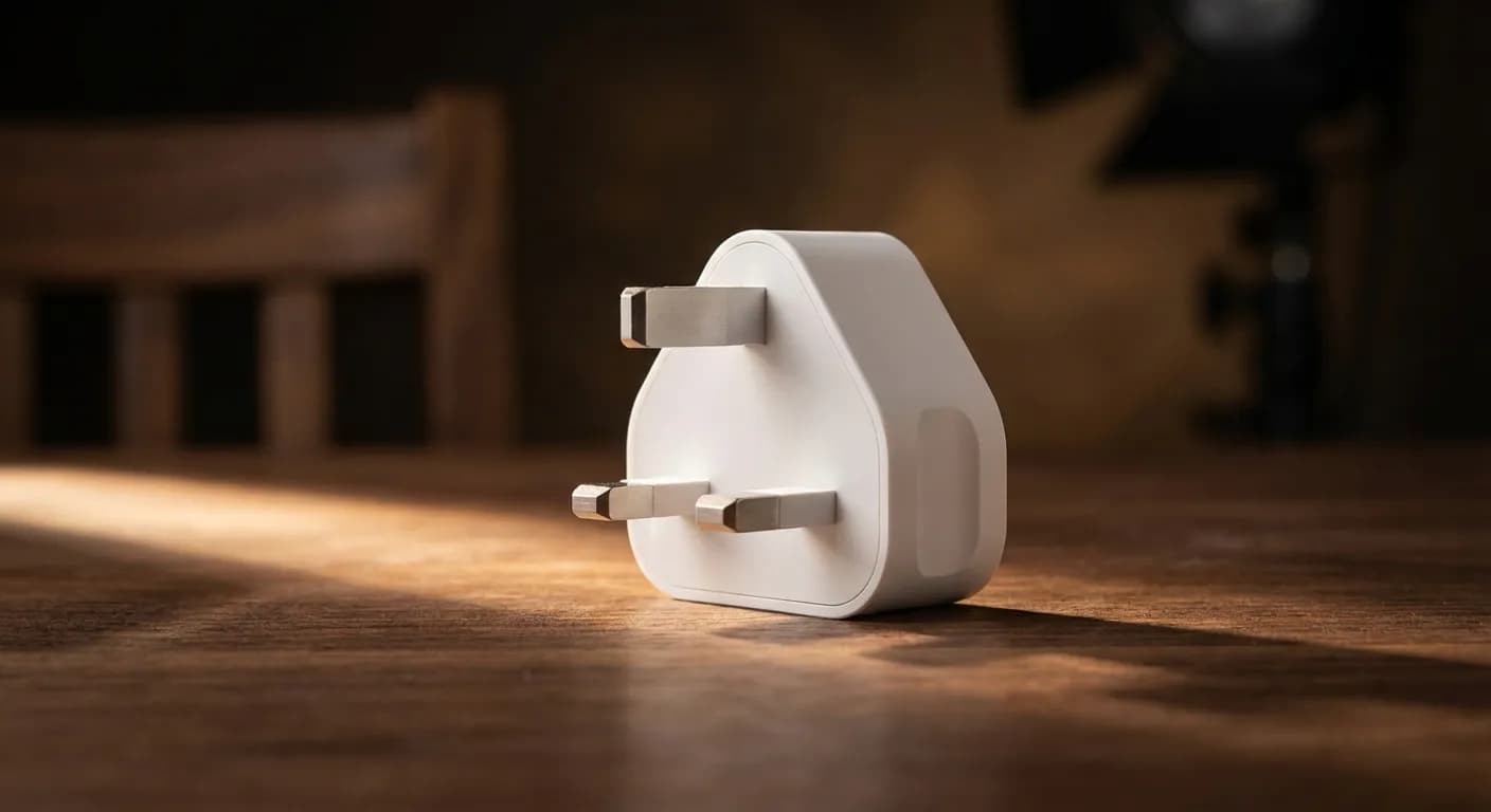 Adaptateur de prise type G pour la Malaisie sur fond bois
