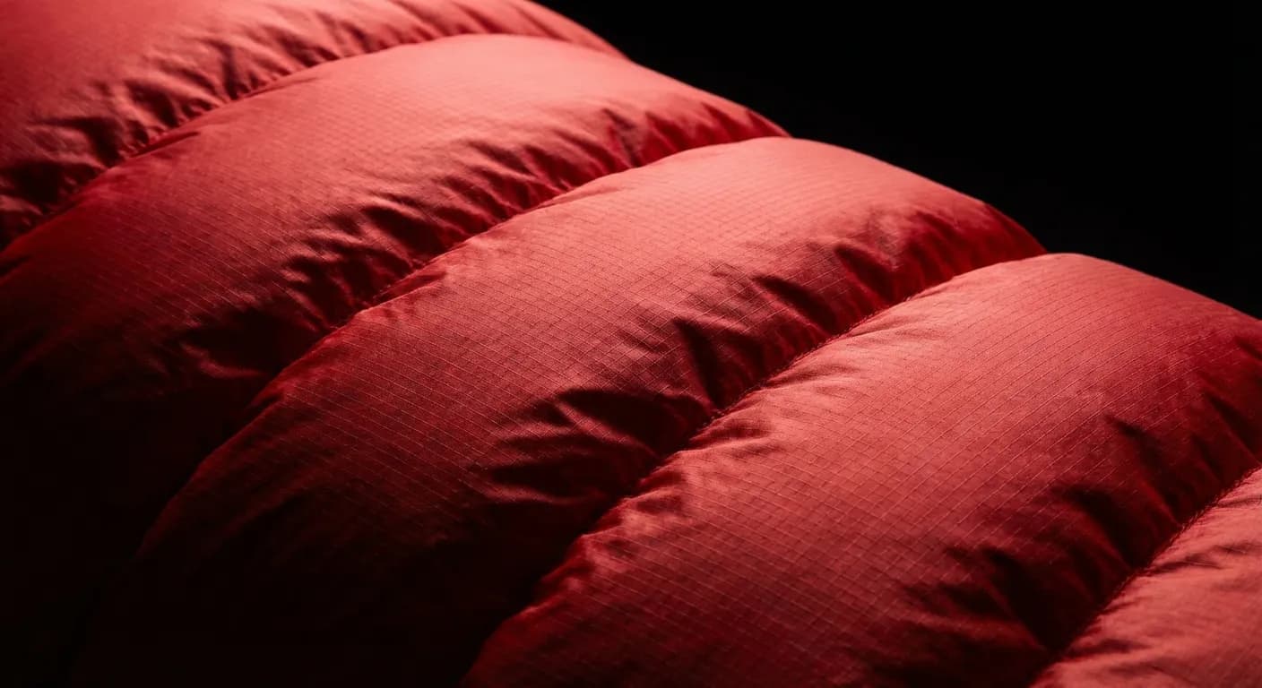 Détail du tissu et du gonflant du sac de couchage Valandré Mirage 3/4