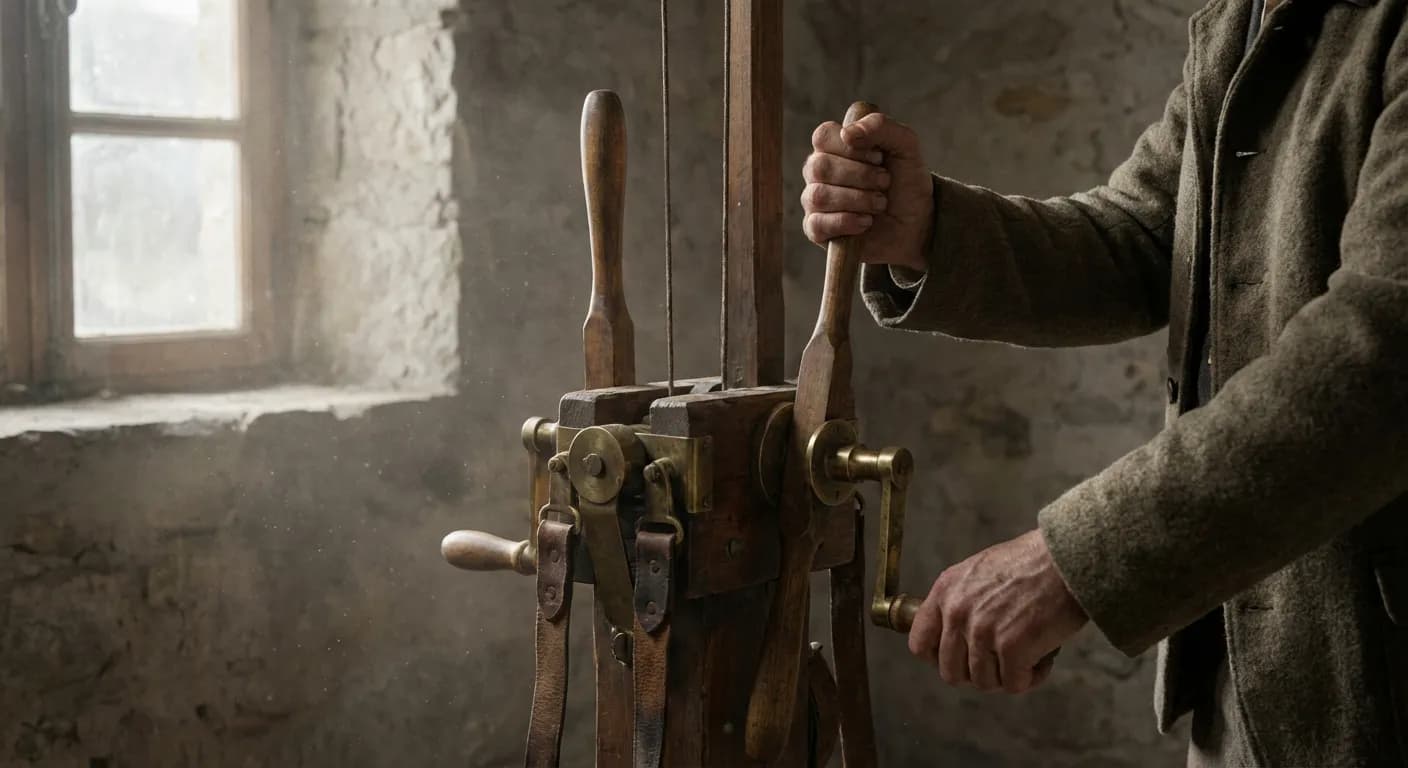 Détail du fonctionnement manuel des leviers du télégraphe de Chappe