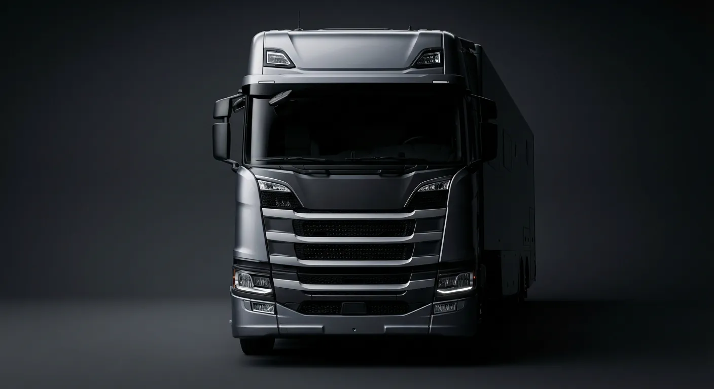 Gros plan sur la face avant d'un camping-car Scania haut de gamme