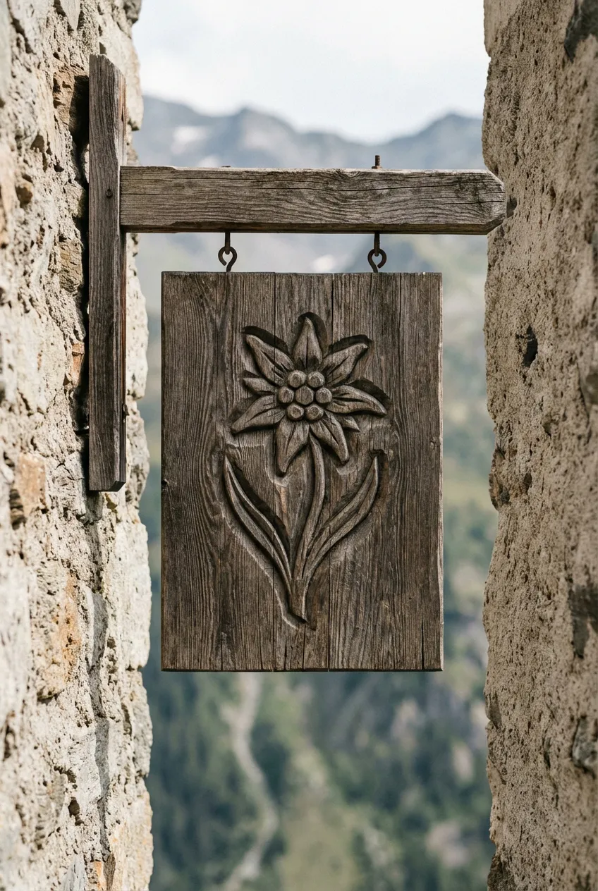 Détail authentique de l'architecture en pierre et bois de l'Auberge Le Charrail