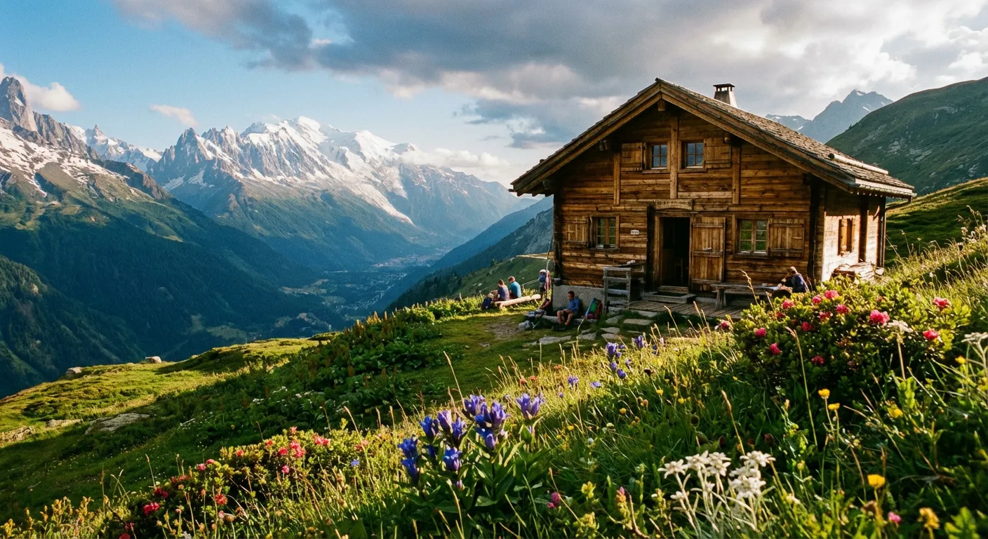 Le refuge de Varan face aux montagnes de Haute-Savoie