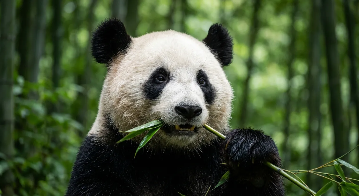 Portrait iconique d'un panda géant au Zoo de Beauval