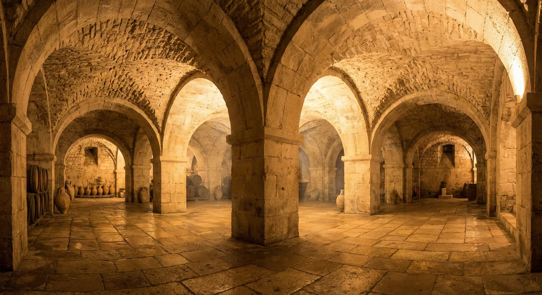 Les salles souterraines voûtées du Palais de Dioclétien à Split.