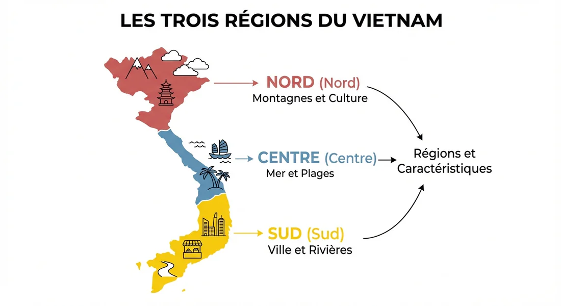 Division régionale du Vietnam : Nord, Centre et Sud
