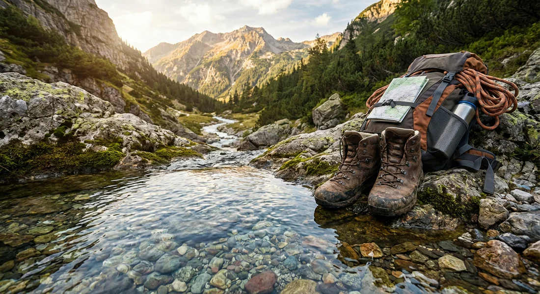 Équipement de randonnée et source d'eau potable le long du sentier de Samaria.